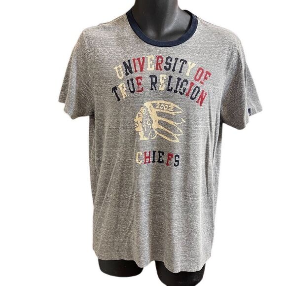 True Religion Chief University Grey T-Shirt Size Small - Picture 1 of 9